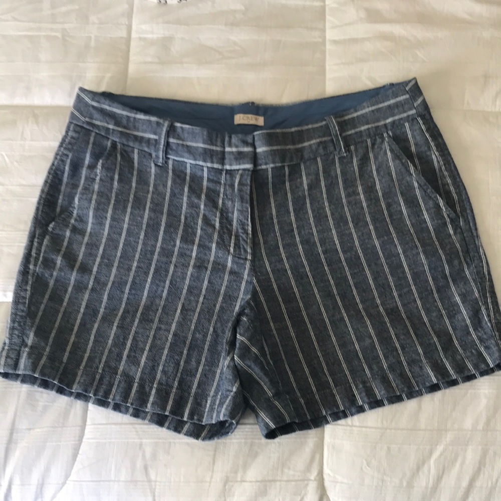 Jcrew striped chambray chino shorts